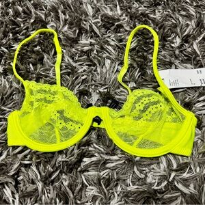 Urban Outfitters neon green Lace Bra